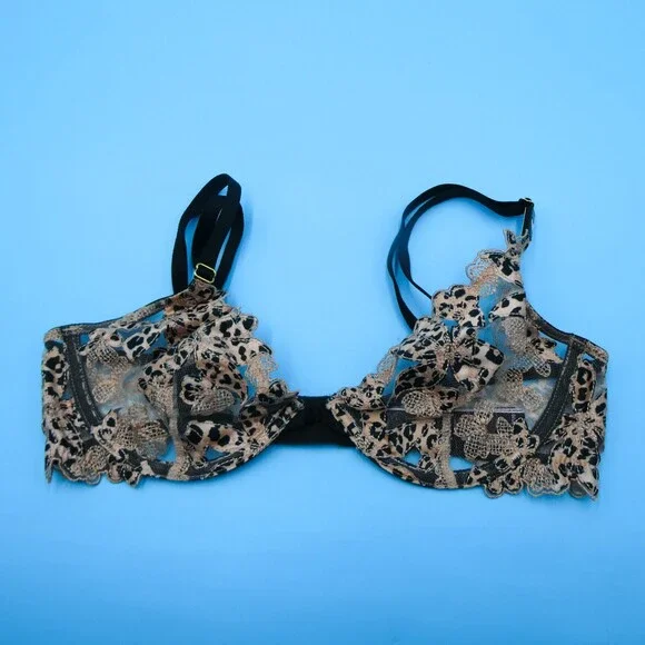 Victorias Secret Balconette Bra 32D Black Low Cut Demi Lingerie Unlined Sexy New - Picture 1 of 10